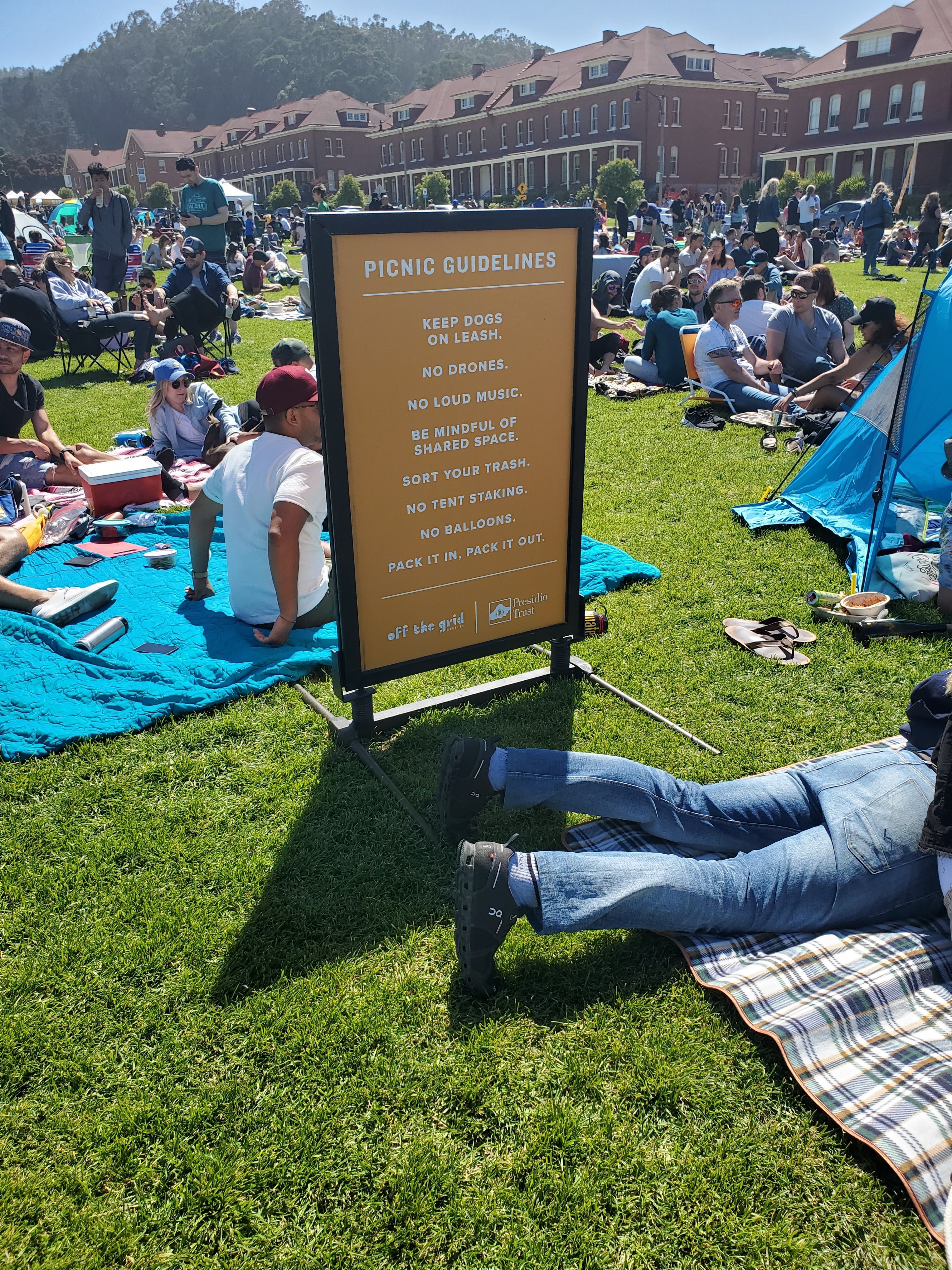 Sunday Picnic Sign at Main Post Lawn in Presidio